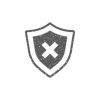 Shield icon in grunge texture vector illustration