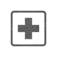 Medical cross icon in grunge texture vector illustration