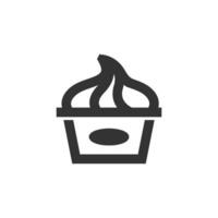 Ice cream icon in thick outline style. Black and white monochrome vector illustration.