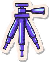 Hand drawn sticker style icon Camera tripod vector