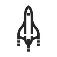 Supersonic airplane icon in thick outline style. Black and white monochrome vector illustration.