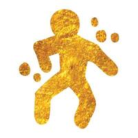 Hand drawn Crime victim icon in gold foil texture vector illustration