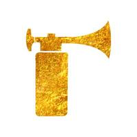 Hand drawn Gas horn in gold foil texture vector illustration