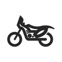 Motocross icon in thick outline style. Black and white monochrome vector illustration.
