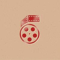 Cinema movie reel halftone style icon with grunge background vector illustration