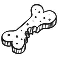 Dog food icon in sketch style. bone shaped canine biscuit vector