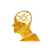 Hand drawn artificial intelligence concept icon in gold foil texture vector illustration