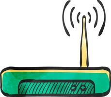 Internet router icon in watercolor style. vector