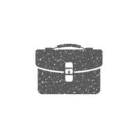 Business suitcase icon in grunge texture vector illustration