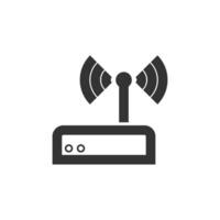 Internet router icon in thick outline style. Black and white monochrome vector illustration.