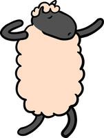 Dancing sheep hand hand drawn color vector illustration