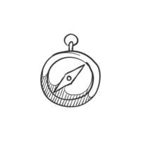 Compass icon in hand drawn doodle vector