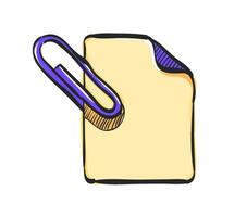 Attachment file icon in hand drawn color vector illustration