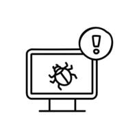 Computer bug icon. Hand drawn vector illustration. Editable line stroke.