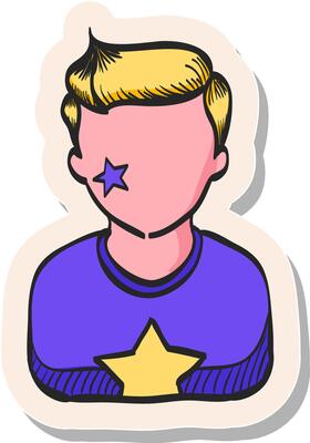 Hand drawn sticker style icon Football fans avatar