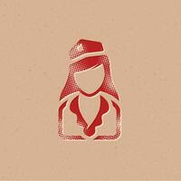 Stewardess avatar halftone style icon with grunge background vector illustration