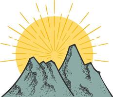 Hand drawn mountains color vector illustration