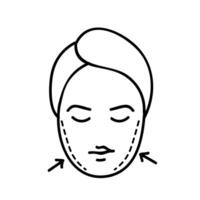 mujer belleza cara el plastico cirugía. las mejillas aumento. mano dibujado vector ilustración. editable línea carrera