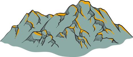 Hand drawn mountains color vector illustration