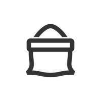 Flour sack icon in thick outline style. Black and white monochrome vector illustration.