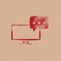 Computer chat halftone style icon with grunge background vector illustration