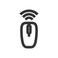 Computer mouse icon in thick outline style. Black and white monochrome vector illustration.