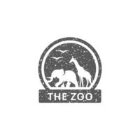 Zoo gate icon in grunge texture vector illustration