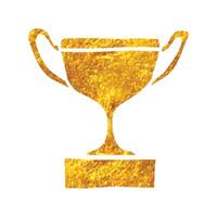 Hand drawn Trophy icon in gold foil texture vector illustration