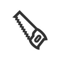 Hand saw icon in thick outline style. Black and white monochrome vector illustration.