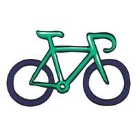 Road bicycle icon in hand drawn color vector illustration