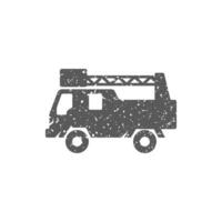 bombero coche icono en grunge textura vector ilustración