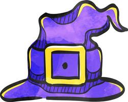 Witch hat icon in color drawing. Sorcerer Halloween magic vector