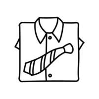 Folded uniform and necktie icon. Hand drawn vector illustration. Editable line stroke.