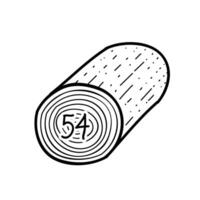 Single wood log with marking icon. Hand drawn vector illustration. Editable line stroke