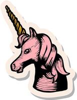 Hand drawn unicorn animal in sticker style vector illustration