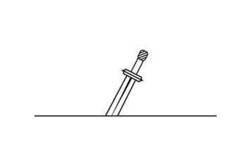 medieval sword for warrior animation video , old weapon with line art style motion graphic design