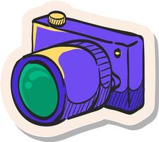 Hand drawn Camera icon in sticker style vector illustration