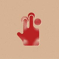 Finger gesture halftone style icon with grunge background vector illustration