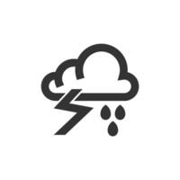 Weather overcast storm icon in thick outline style. Black and white monochrome vector illustration.