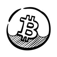 hand drawn vector illustration of Bitcoin cryptocurrency symbol.