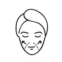 Women beauty face plastic surgery. Cheeks augmentation. Hand drawn vector illustration. Editable line stroke