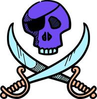 Skull and swords icon  style color vector illustration