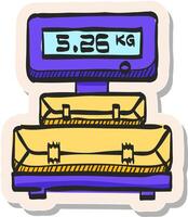 Hand drawn Logistic scale icon in sticker style vector illustration