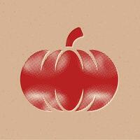 Pumpkin halftone style icon with grunge background vector illustration