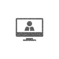 Computer chat icon in grunge texture vector illustration