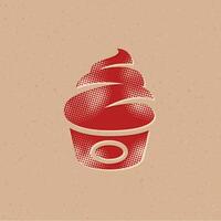Ice cream halftone style icon with grunge background vector illustration