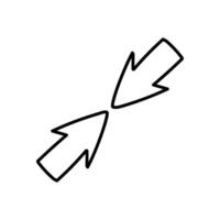 Colliding cursors icon. Hand drawn vector illustration. Editable line stroke.