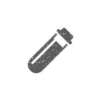 Test tube icon in grunge texture vector illustration