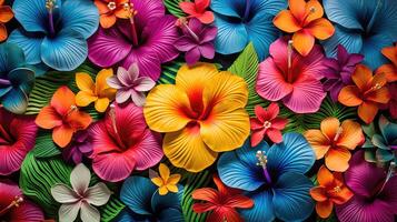 AI generated island hawaiian flower background ai generated photo