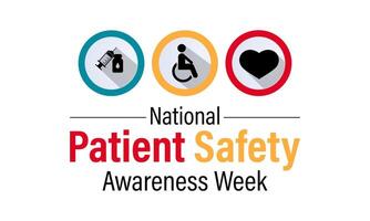 Patient safety awareness week is observed every year in March. That is serves as a  awareness promoting and Improvement patient safety practices. Banner poster, flyer and Banner, background design. vector